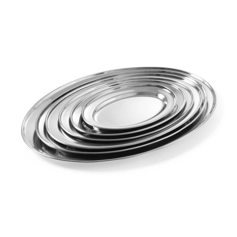 HENDI Servierentablett oval – Edelstahl, 400 × 260 mm HENDI