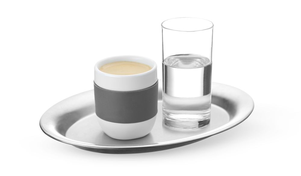 HENDI Kaffeetablett oval – 200 × 140 mm, Edelstahl