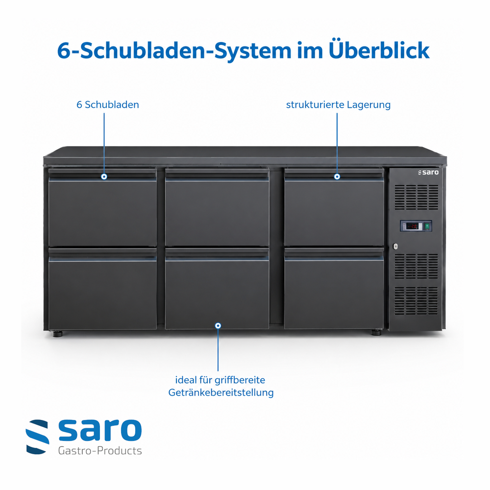 SARO Barkühler BC 3100-S6 – 3 × 2 Schubladen, 279 Liter