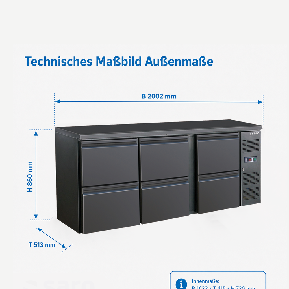 SARO Barkühler BC 3100-S6 – 3 × 2 Schubladen, 279 Liter