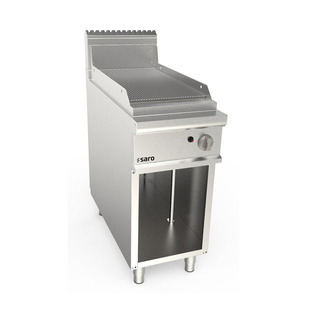 SARO Gasgriddleplatte 400 mm breit Standgerät gerillt Modell LQ / FTG2BAR SARO