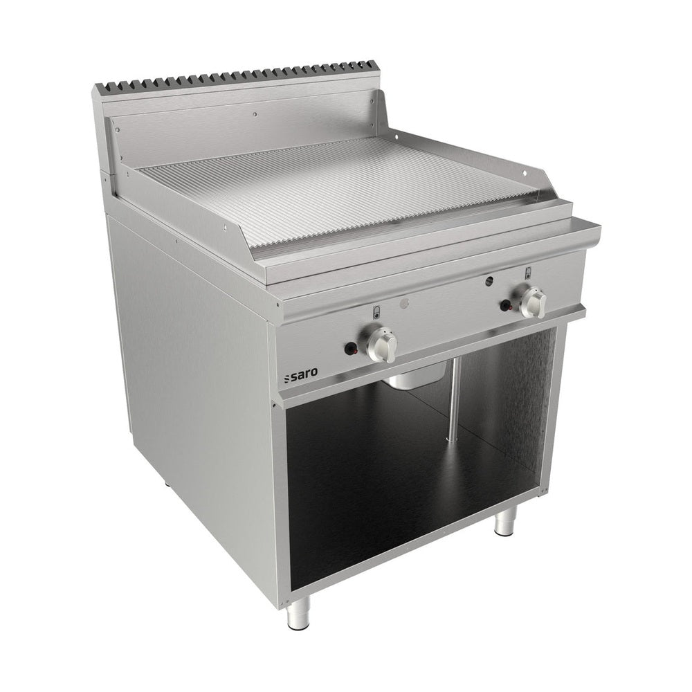 SARO Gasgriddleplatte 800 mm breit Standgerät gerillt Modell LQ / FTG4BAR SARO