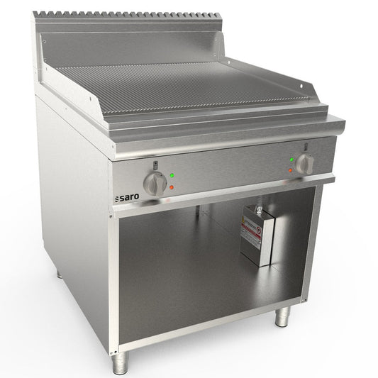 SARO Elektrogriddleplatte 800 mm breit Stand gerillt Modell LQ / FTG4BAR SARO