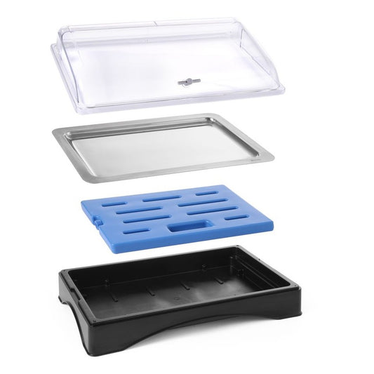Rolltop-Display gekühlt - GN 1/1, HENDI, Set inkl. Kühlelement, 555x357x H 175mm HENDI