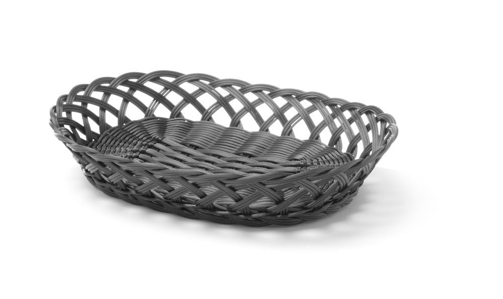 HENDI Korb mit gewebtem Rand oval – 320 × 230 mm, schwarz HENDI