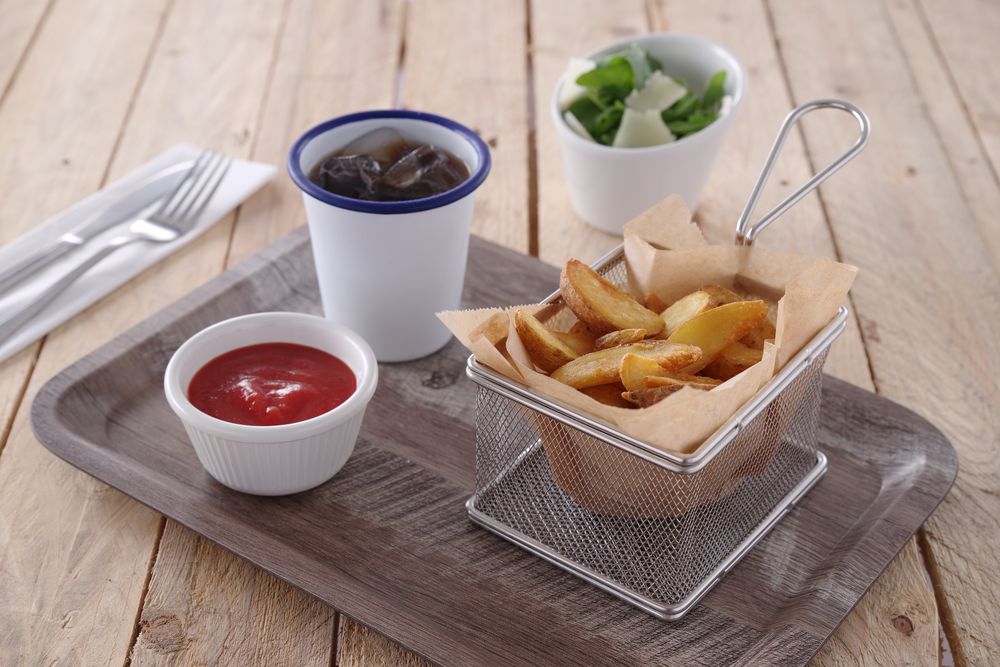 HENDI Miniatur-Snack-Frittierkörbe – Edelstahl, 100 × 80 × 75 mm