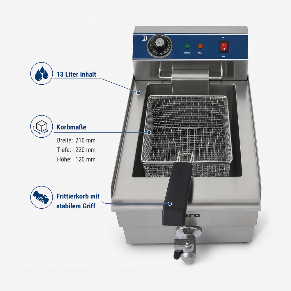 SARO Fritteuse FT 13 – Tischmodell, 13 Liter, 3,3 kW