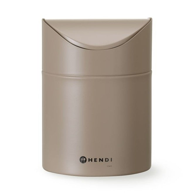 HENDI Tischabfalleimer 1,2 l Beige – mit Schwingdeckel