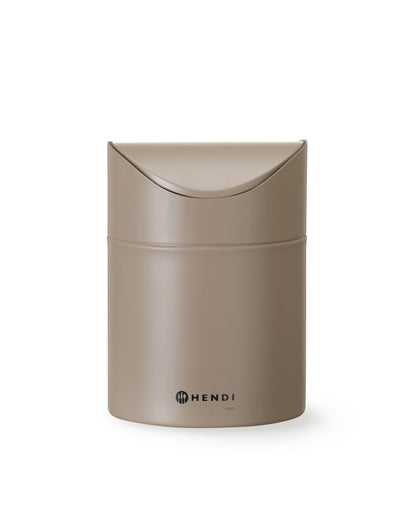 HENDI Tischabfalleimer 1,2 l Beige – mit Schwingdeckel