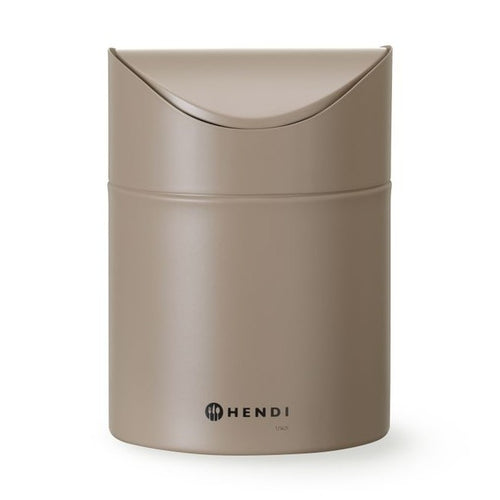 HENDI Tischabfalleimer 1,2 l Beige – mit Schwingdeckel