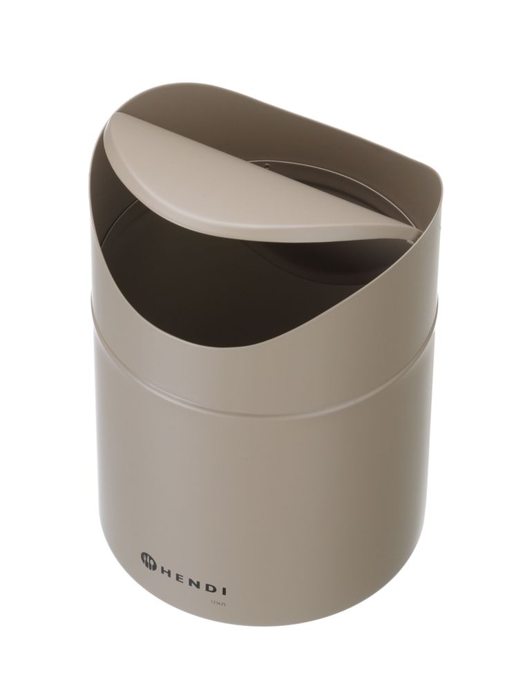 HENDI Tischabfalleimer 1,2 l Beige – mit Schwingdeckel