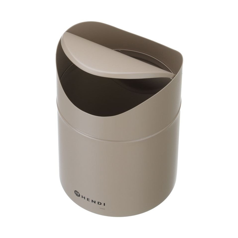 HENDI Tischabfalleimer 1,2 l Beige – mit Schwingdeckel
