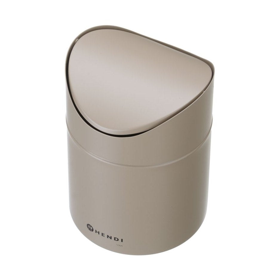 HENDI Tischabfalleimer 1,2 l Beige – mit Schwingdeckel