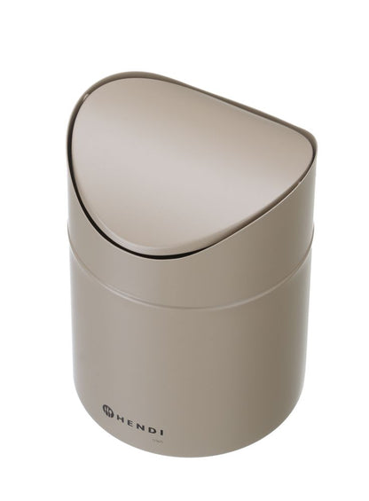 HENDI Tischabfalleimer 1,2 l Beige – mit Schwingdeckel