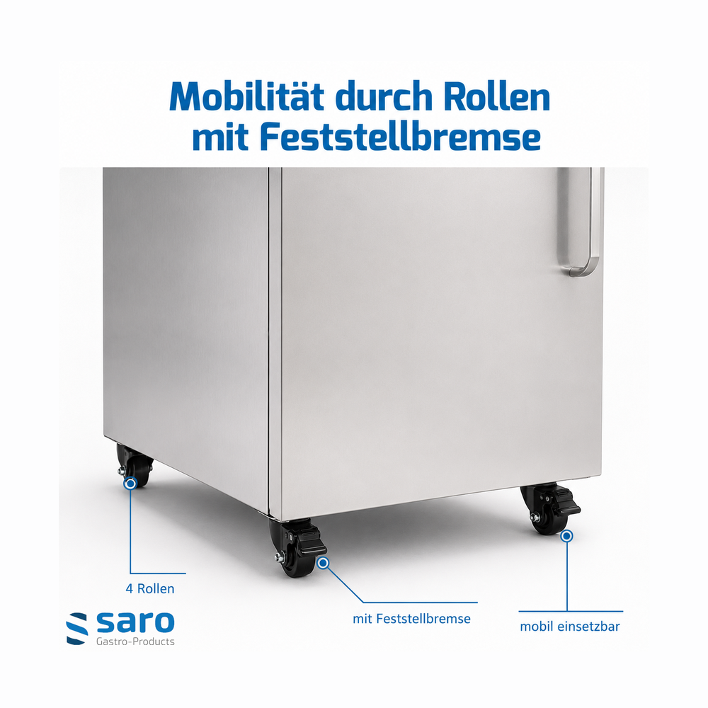 SARO Tellerwärmeschrank TW 60 – 60 Teller bis Ø 29 cm, mit Rollen