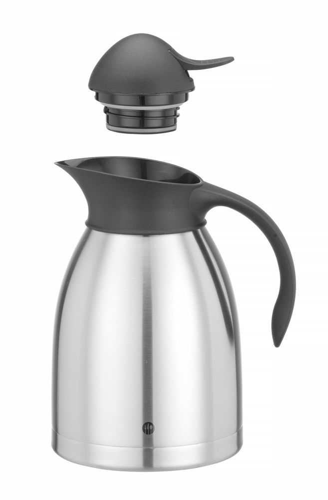 HENDI Isolierkanne 1,5 l – doppelwandiger Edelstahl, Druckknopf