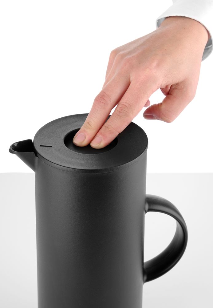 HENDI Isolierkanne 1 L – schwarz, mit Glas-Innenflasche