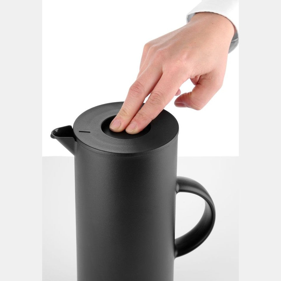 HENDI Isolierkanne 1 L – schwarz, mit Glas-Innenflasche HENDI
