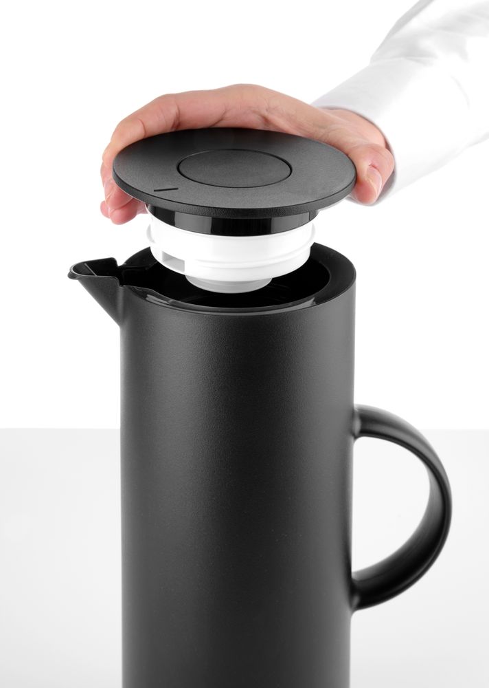 HENDI Isolierkanne 1 L – schwarz, mit Glas-Innenflasche