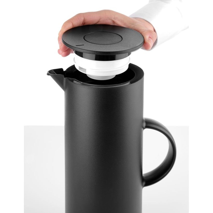 HENDI Isolierkanne 1 L – schwarz, mit Glas-Innenflasche HENDI