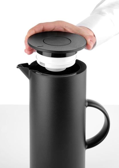 HENDI Isolierkanne 1 L – schwarz, mit Glas-Innenflasche