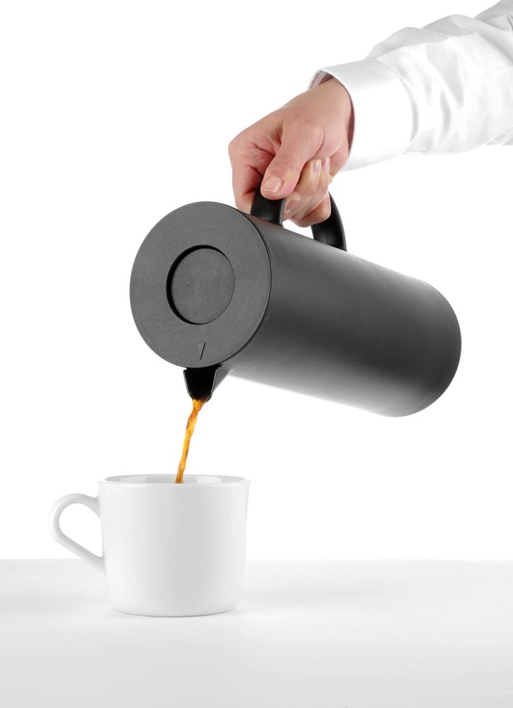 HENDI Isolierkanne 1 L – schwarz, mit Glas-Innenflasche