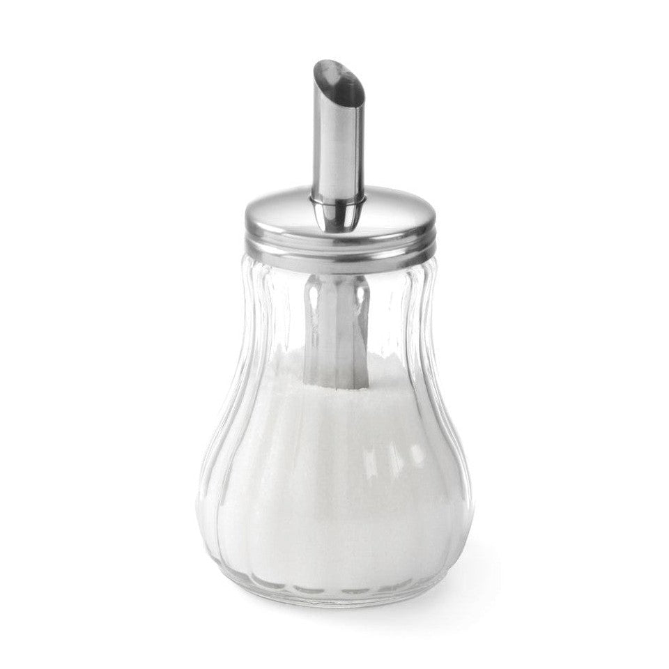 HENDI Zuckerstreuer – 0,2 L, Glas mit Edelstahl-Auslauf HENDI