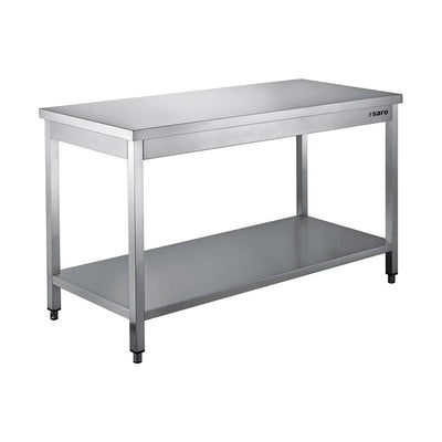 SARO Stainless Steel Table, dismountable, W 1800 x D 600 mm – with undershelf