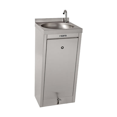 SARO Hand wash-/slop sink TEXEL – round Ø 350 mm, with foot pump