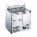 SARO Pizzatisch, 1 Tür + 2 Schubladen, mit Aufsatz, Modell EPS 900 1/2 SARO