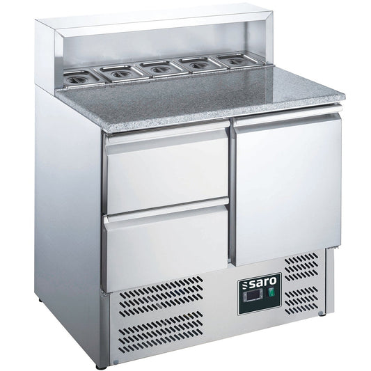 SARO Pizzatisch, 1 Tür + 2 Schubladen, mit Aufsatz, Modell EPS 900 1/2 SARO