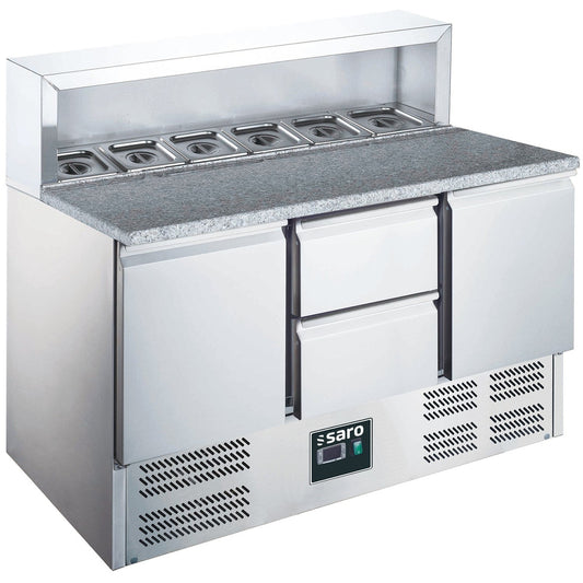 SARO Pizzatisch, 2 Türen + 2 Schubladen, mit Aufsatz, Modell EPS 903 2/2 SARO