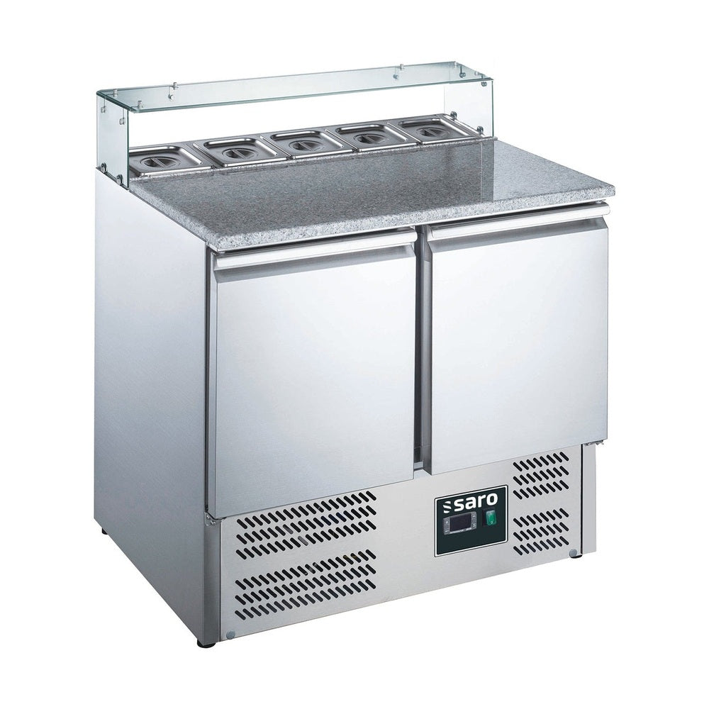 SARO Pizzatisch, 2 Türen, Glasaufsatz, Modell EPS 900G SARO