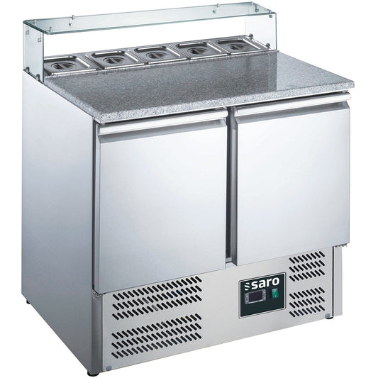 SARO Pizzatisch, 2 Türen, Glasaufsatz, Modell EPS 900G SARO