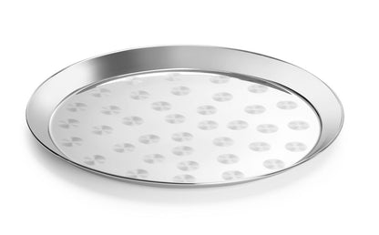 HENDI Serviertablett Edelstahl rund – Ø 300 mm, Pfauenaugenschliff