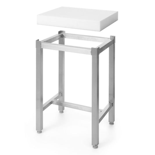 Hackblock aus Polyethylen mit Untergestell, HENDI, Set, Weiß, 500x400x H 800mm HENDI