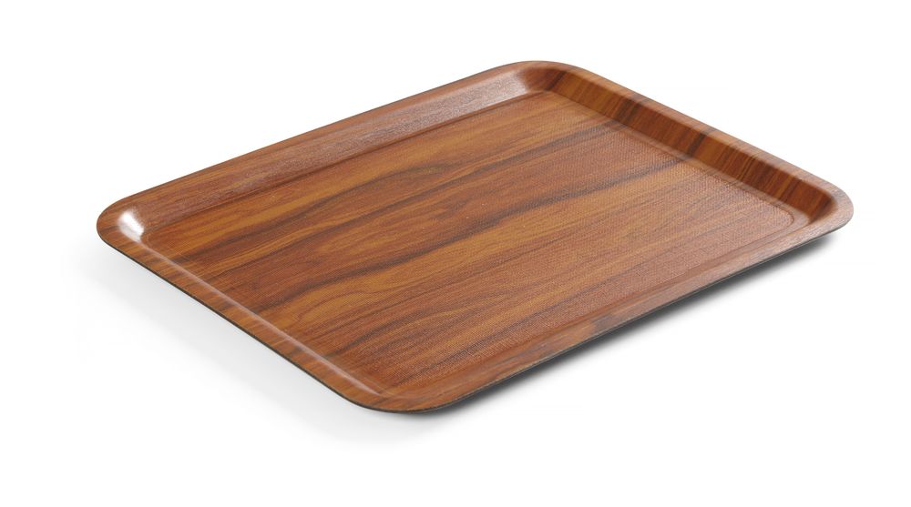 AmerBox Serviertablett 460 × 360 mm – rutschfest, Mahagoni