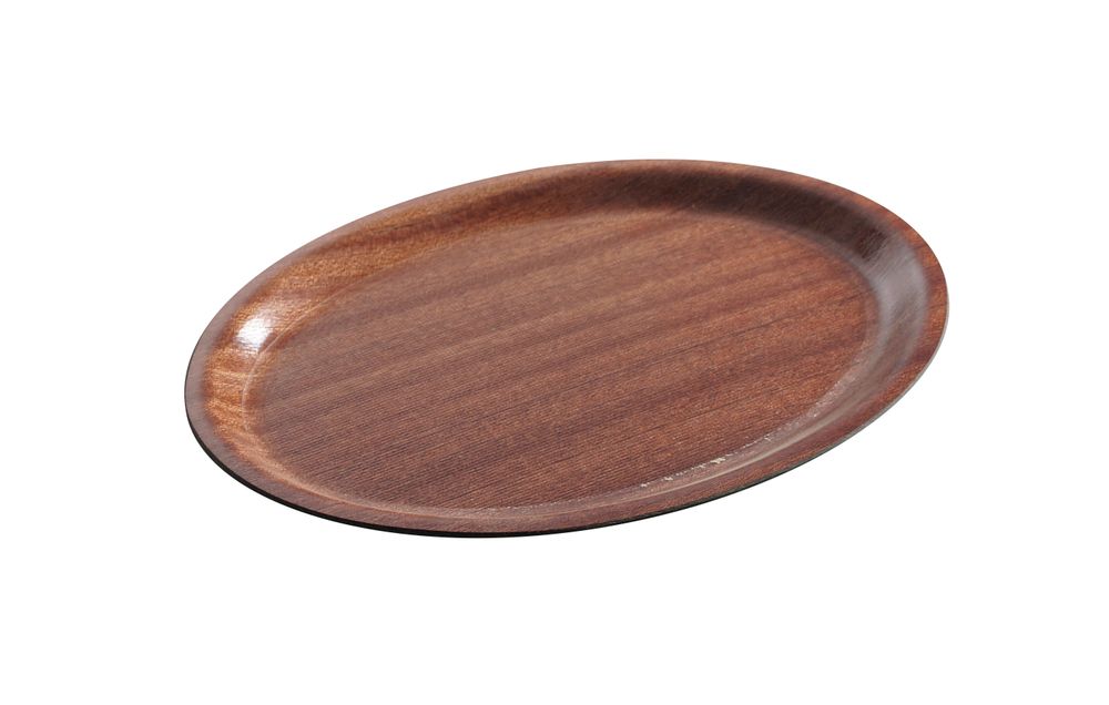 HENDI Serviertablett Holzoptik oval – Mahagoni, 200 × 265 mm HENDI