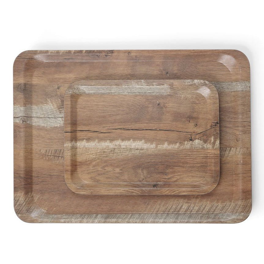 Serviertablett aus Melamin mit Holzoptik , HENDI, Holz hell, 330x430mm HENDI
