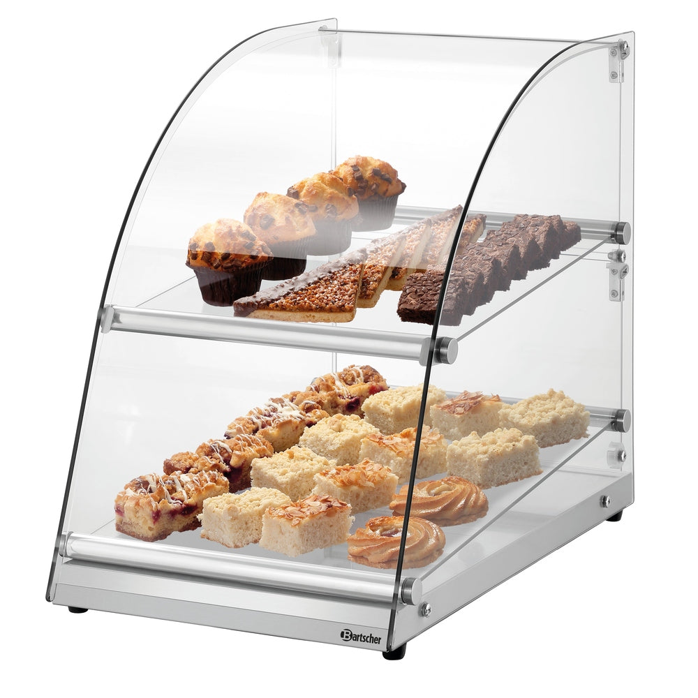 Bartscher Buffetvitrine 70 L – Glas, Hebetüren, 2 Böden Bartscher