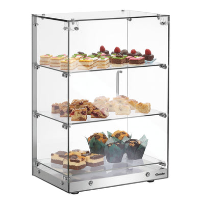 Bartscher Buffet Display Cabinet 3850-3E-K – Stainless Steel, Glass, 3 Shelves