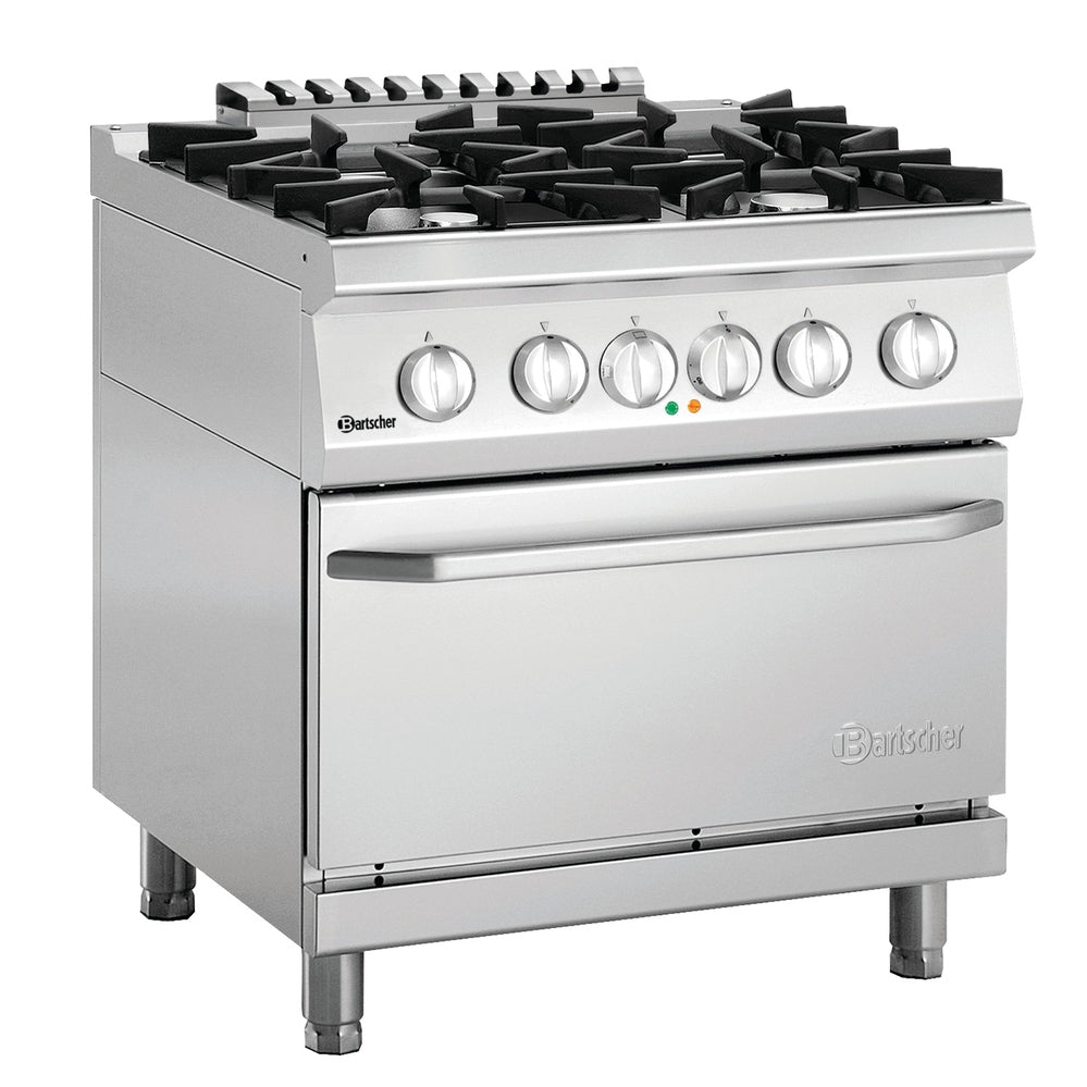 Gasherd 4 Flammen, E-Backofen GN 2/1 Bartscher