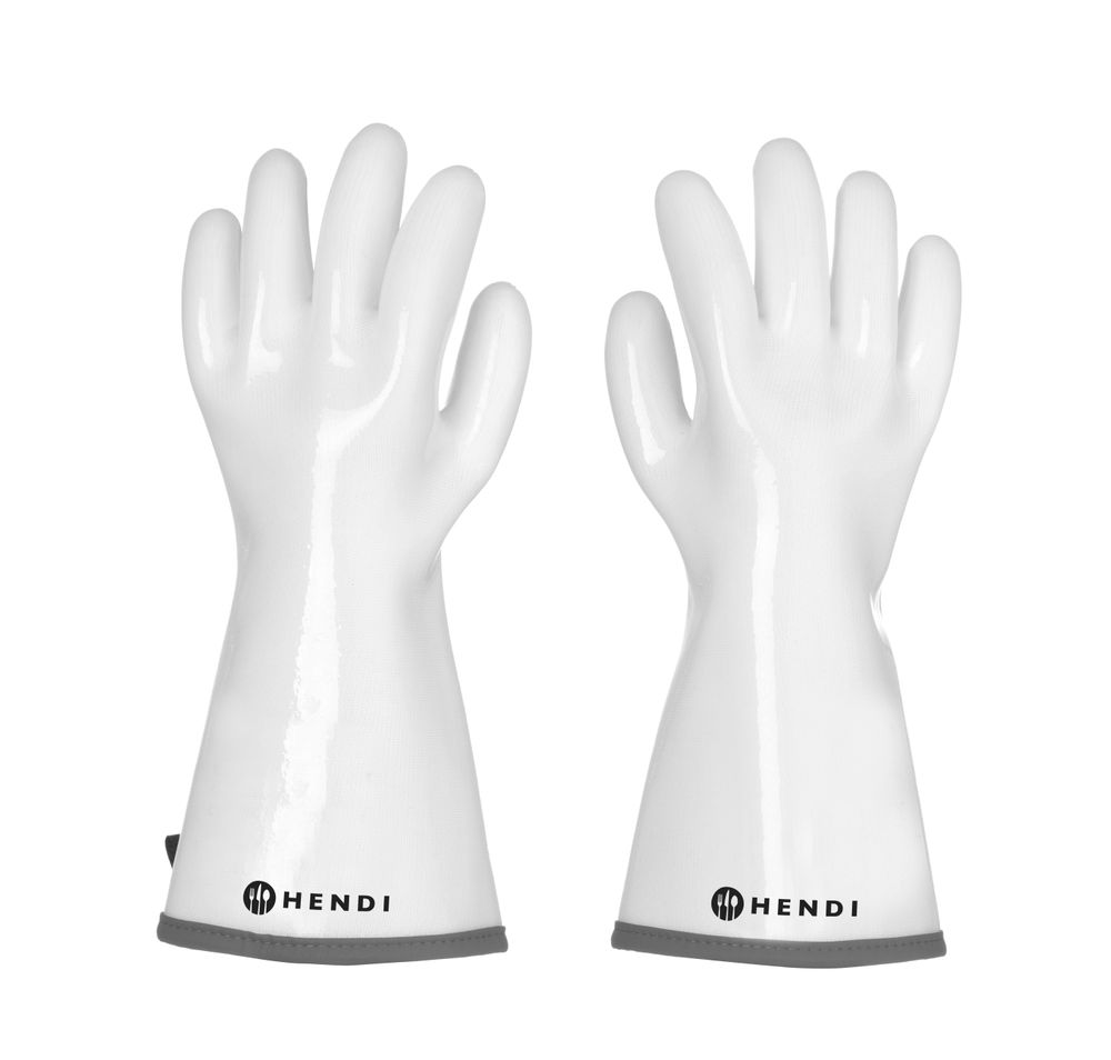 HENDI Hitzeschutzhandschuhe Silikon Weiss – bis 350 °C, 2 Stück