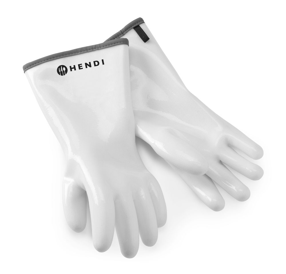 HENDI Hitzeschutzhandschuhe Silikon Weiss – bis 350 °C, 2 Stück