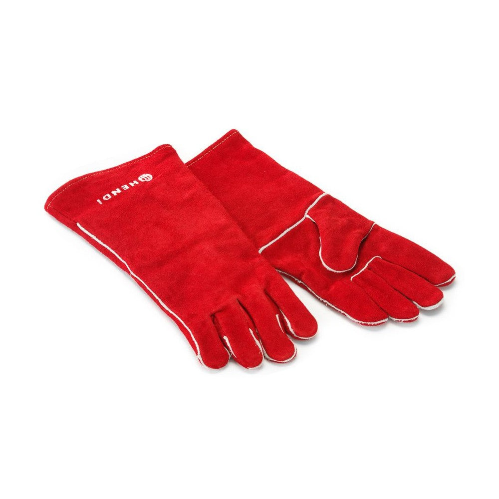 HENDI Hitzeschutzhandschuhe Leder Rot 410 mm – bis 100 °C, 2 Stück