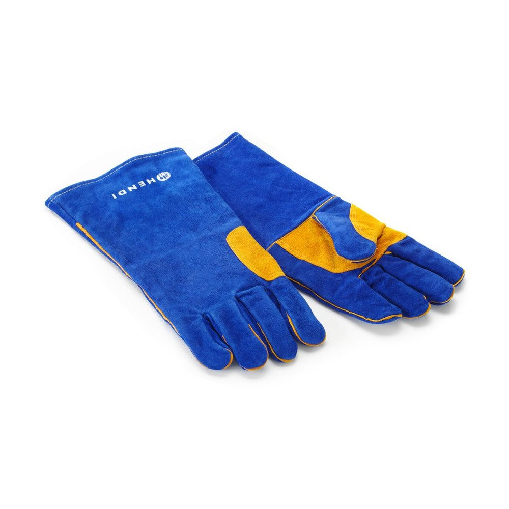 HENDI Hitzeschutzhandschuhe Leder Blau 410 mm – bis 100 °C, 2 Stück
