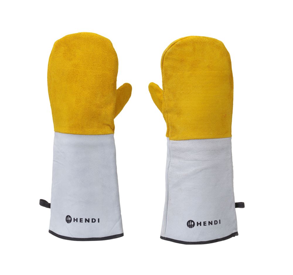 HENDI Grillhandschuhe Leder 460 mm – bis 250 °C, 2 Stück
