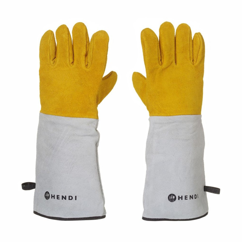 HENDI Leder-Grillhandschuhe – 2 Stück, 460 mm, Rindsleder HENDI