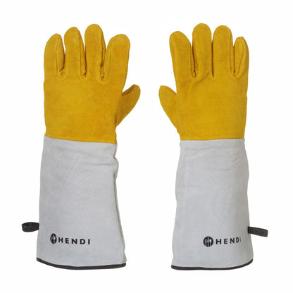 HENDI Leder-Grillhandschuhe – 2 Stück, 460 mm, Rindsleder