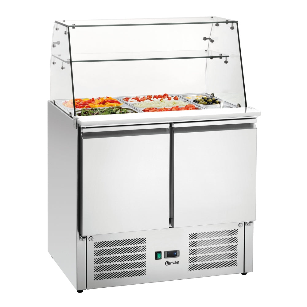 Bartscher Saladette 900T2GL – 2 Türen, Glasaufsatz, 250 L Bartscher